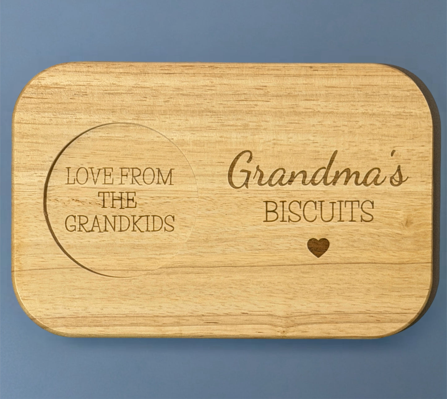 Personalised Biscuit Board for Grandma – “Grandma’s Biscuits” Engraved Wooden Biscuit Board – Gift From Grandkids – Tea & Biscuit Tray