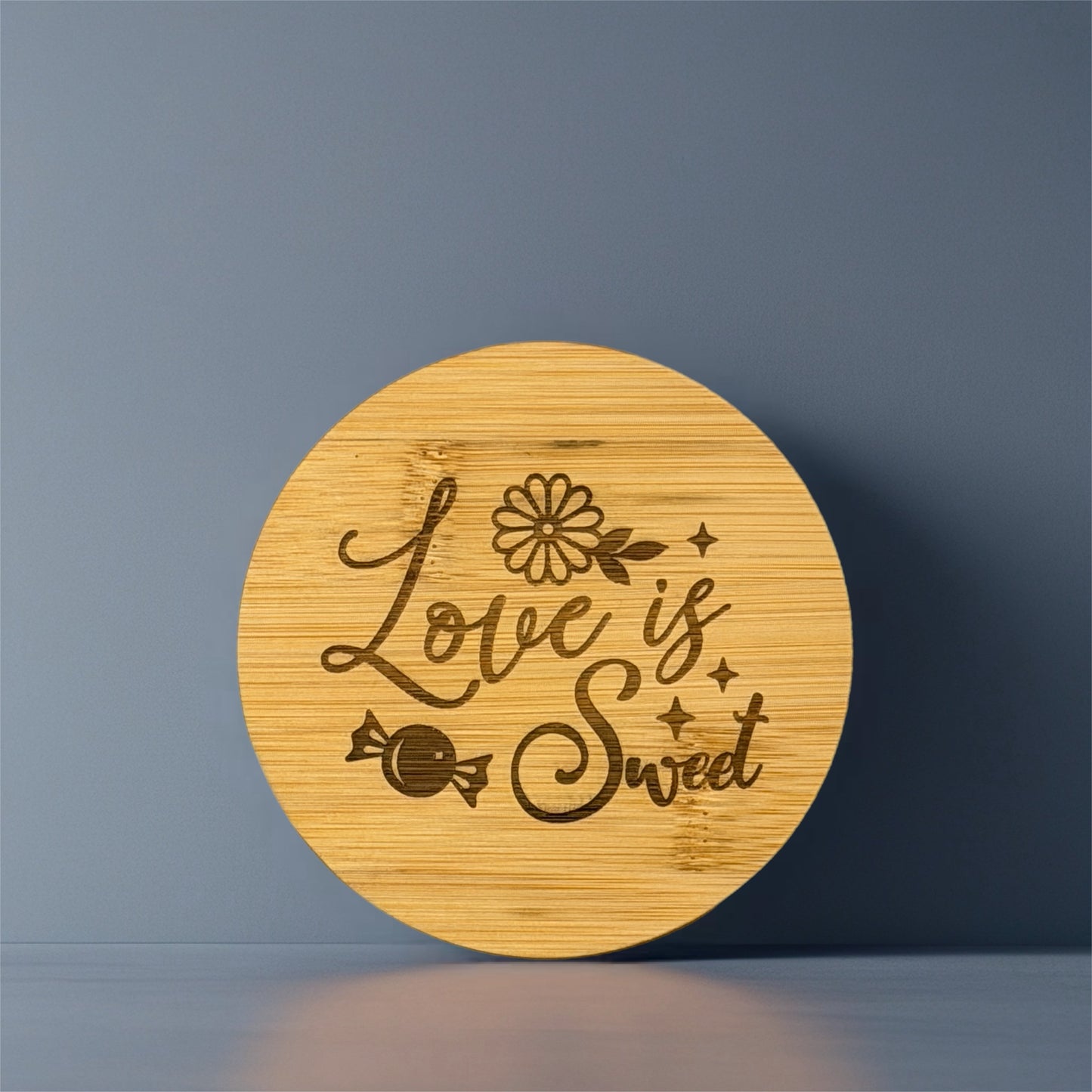 Love Is Sweet Treat Jar – Engraved Bamboo Lid Sweet Jar – Sweet Storage Jar – Romantic Gift – Valentine’s Gift Idea