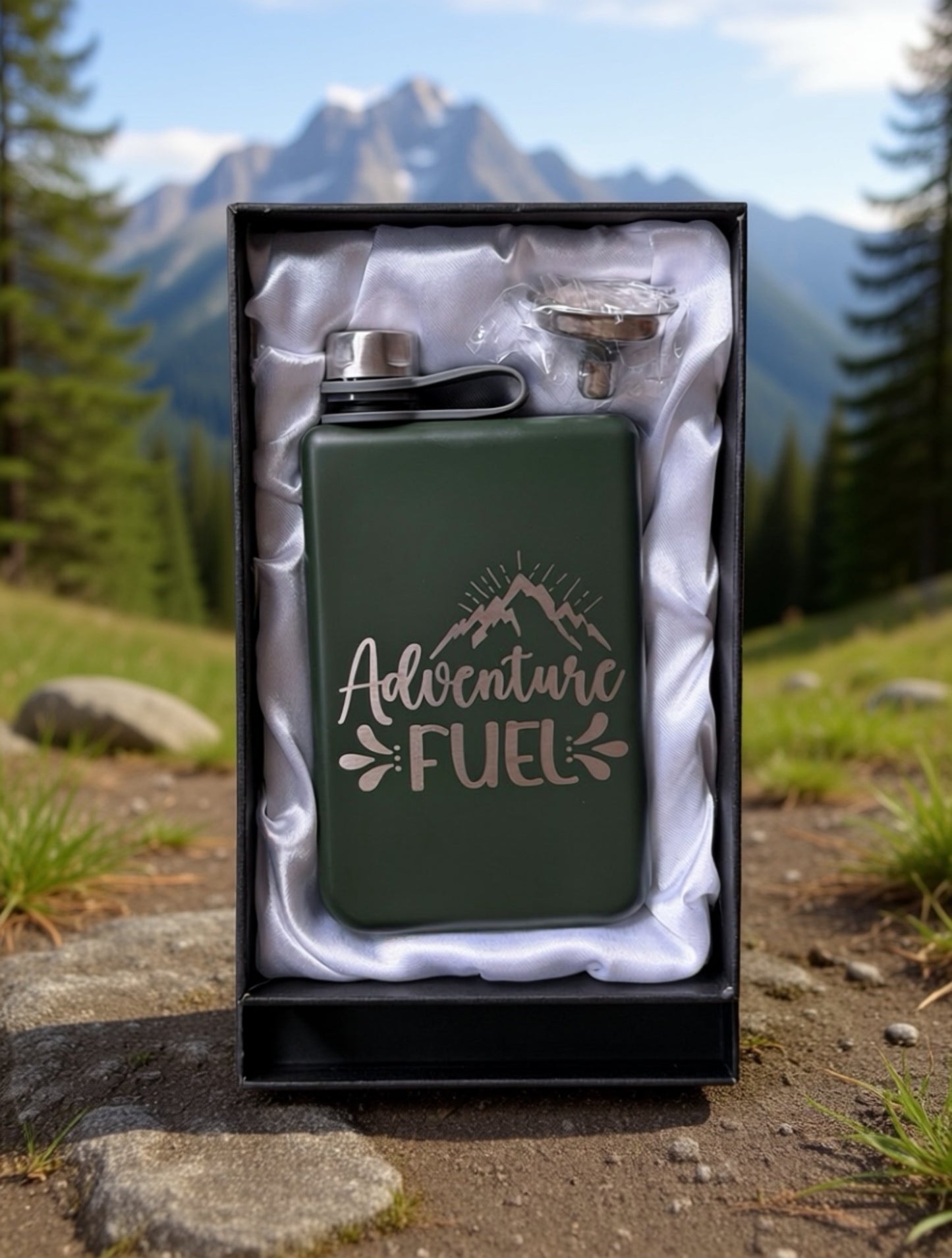 Trekking Hip Flask Gift Sets | Various Designs | Army Green