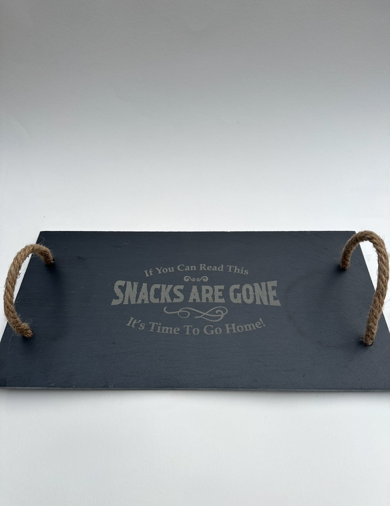 Snacks Are Gone - Slate Serving Tray with Rope Handles