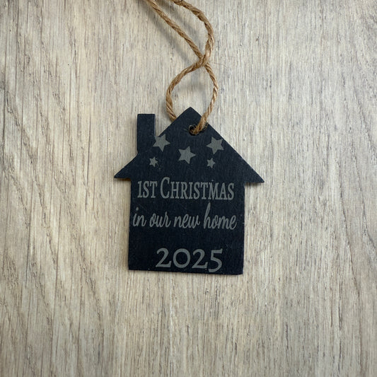 1st Christmas In Our New Home 2025 - Slate Christmas Hanger