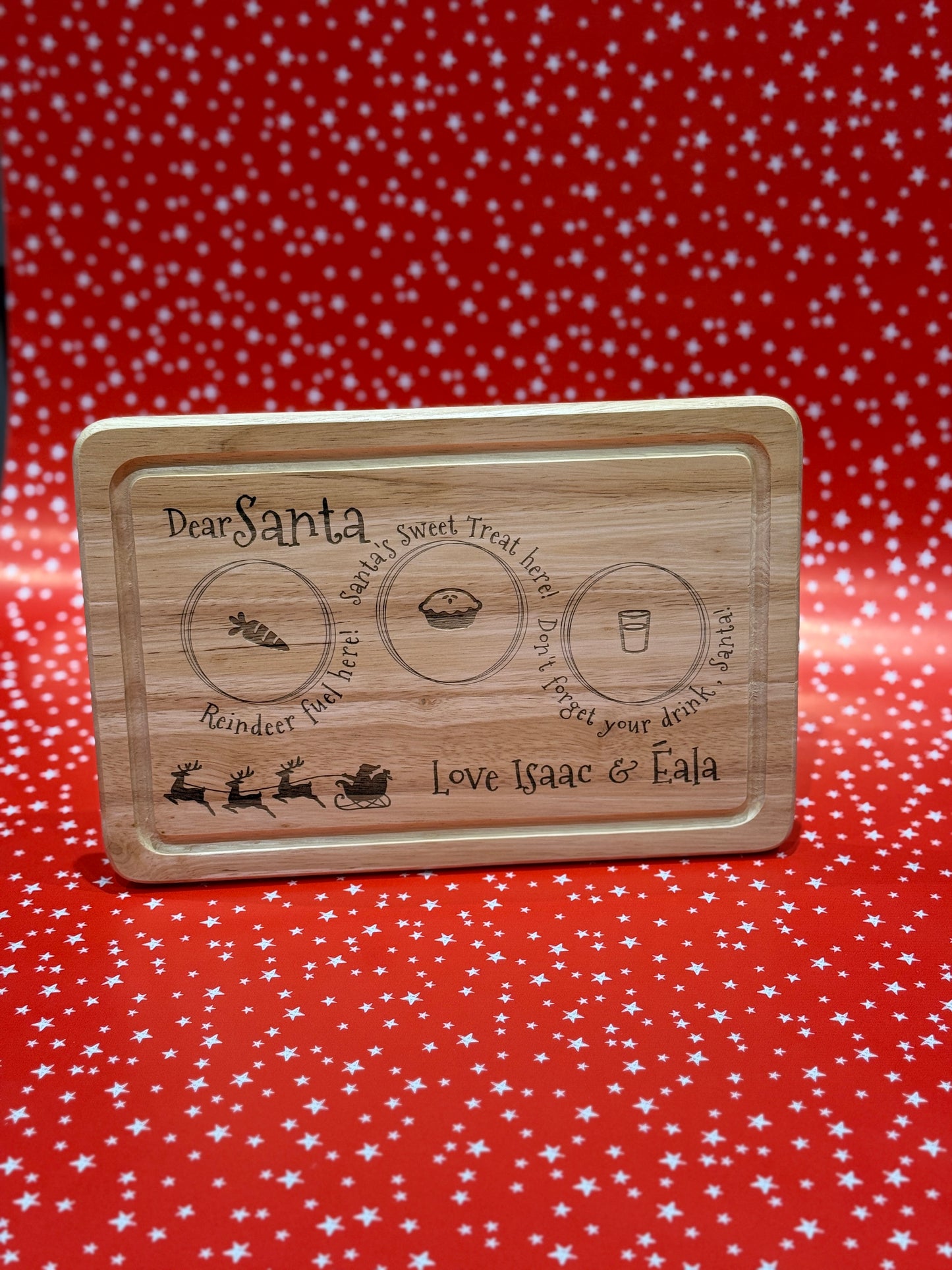 Personalised Wooden Santa Treat Board - Christmas Eve Snack Tray
