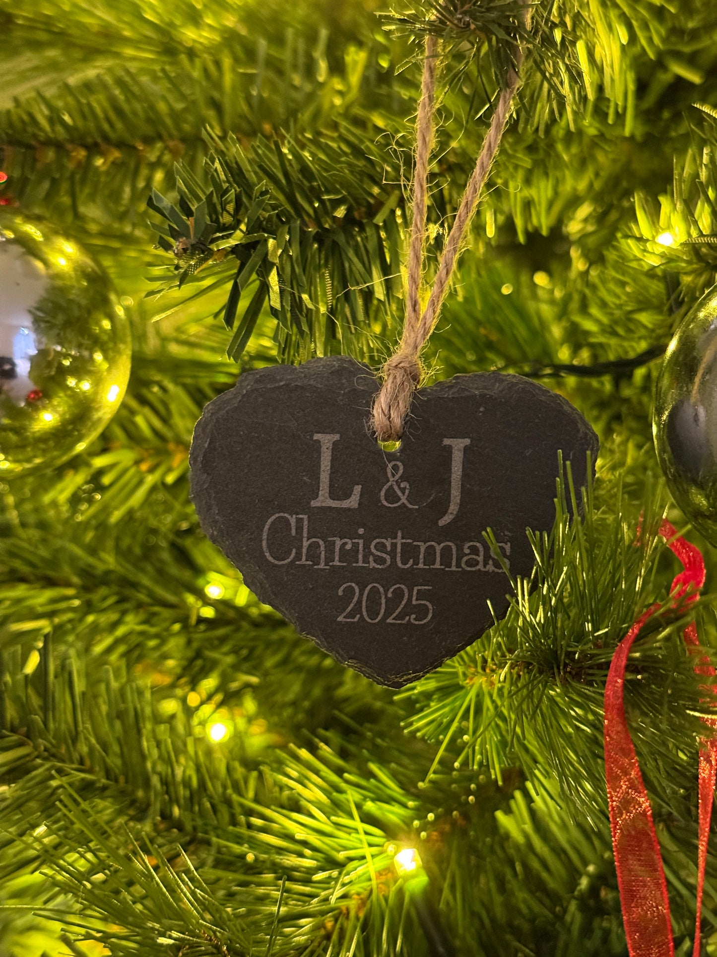 Personalised - Slate Heart Christmas Hanger