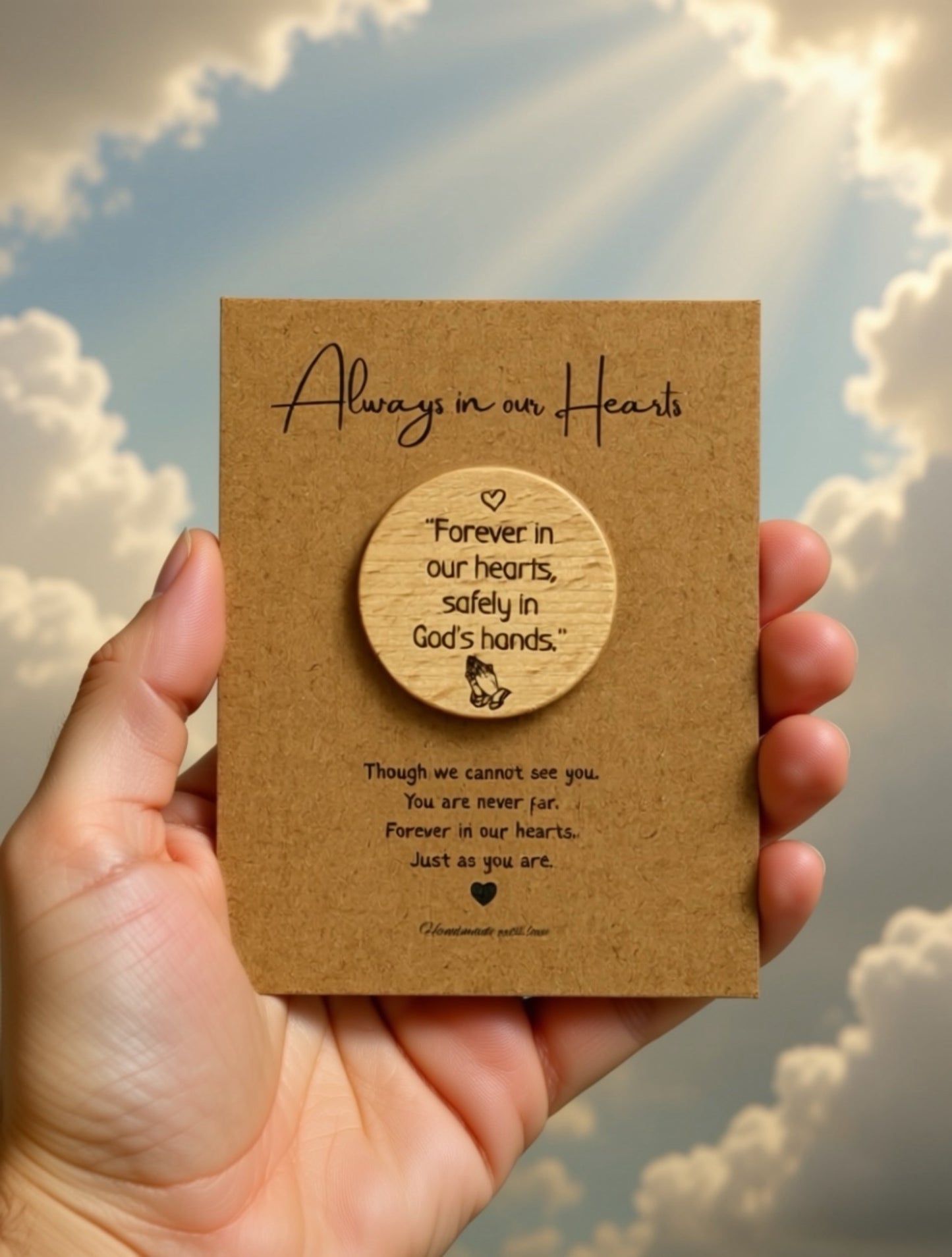 Memorial Pocket Hug - Always in our Hearts - "Forever in our hearts"