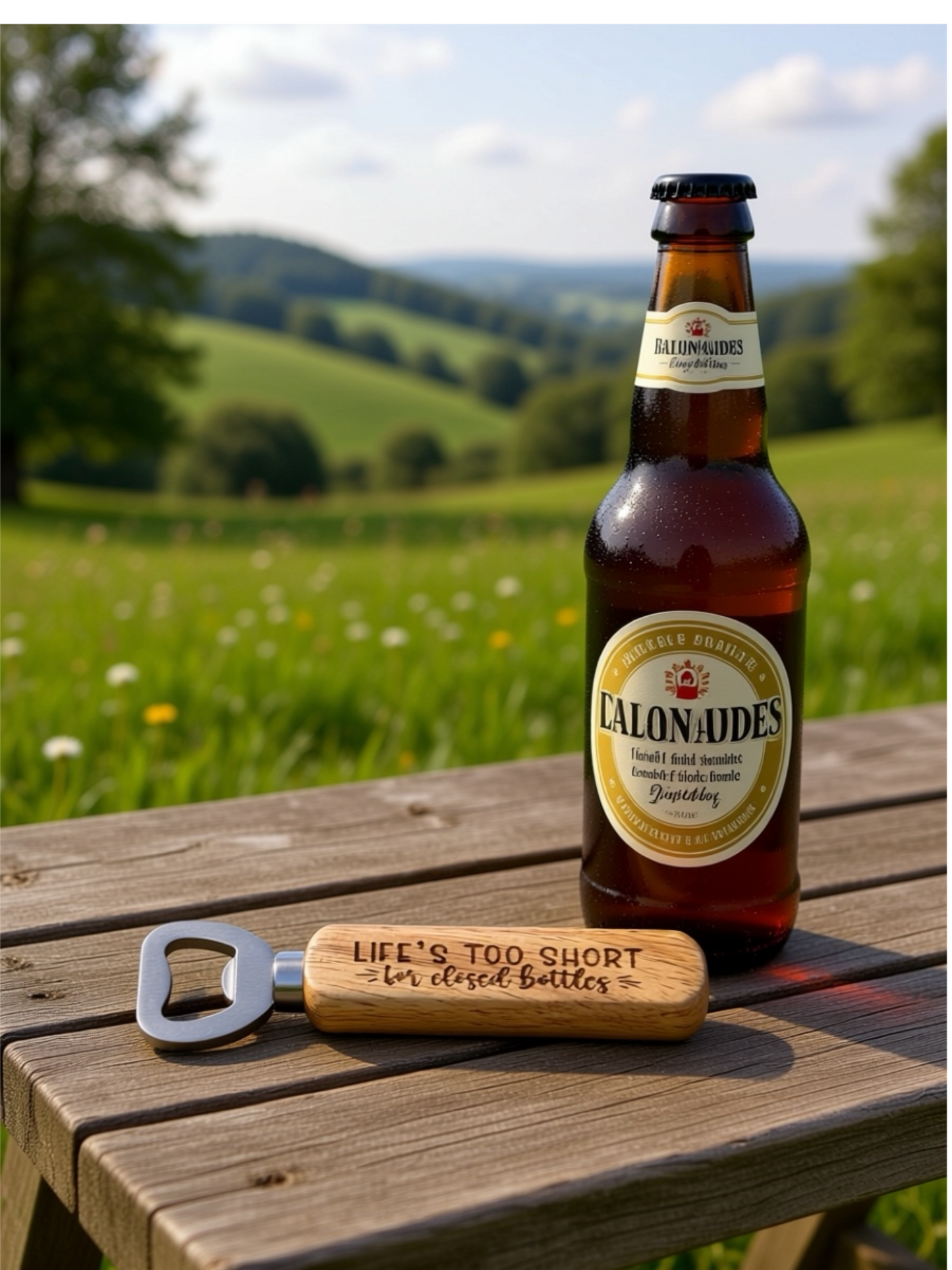 Wooden Handled Bottle Opener - Life's Too Short For Closed Bottles