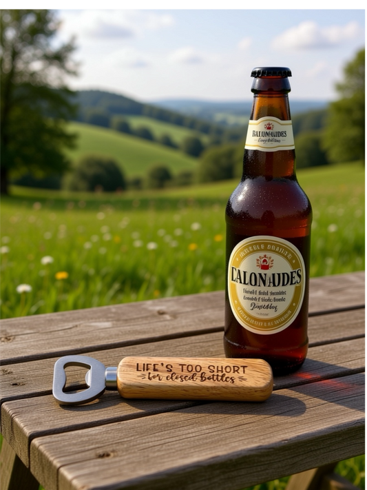 Wooden Handled Bottle Opener - Life's Too Short For Closed Bottles
