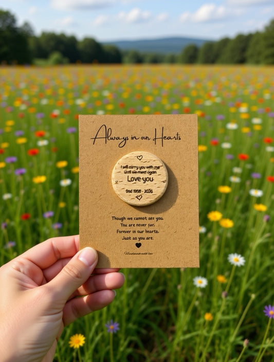 Personalised Memorial Pocket Hug – “Always in Our Hearts” – Sympathy Keepsake Gift
