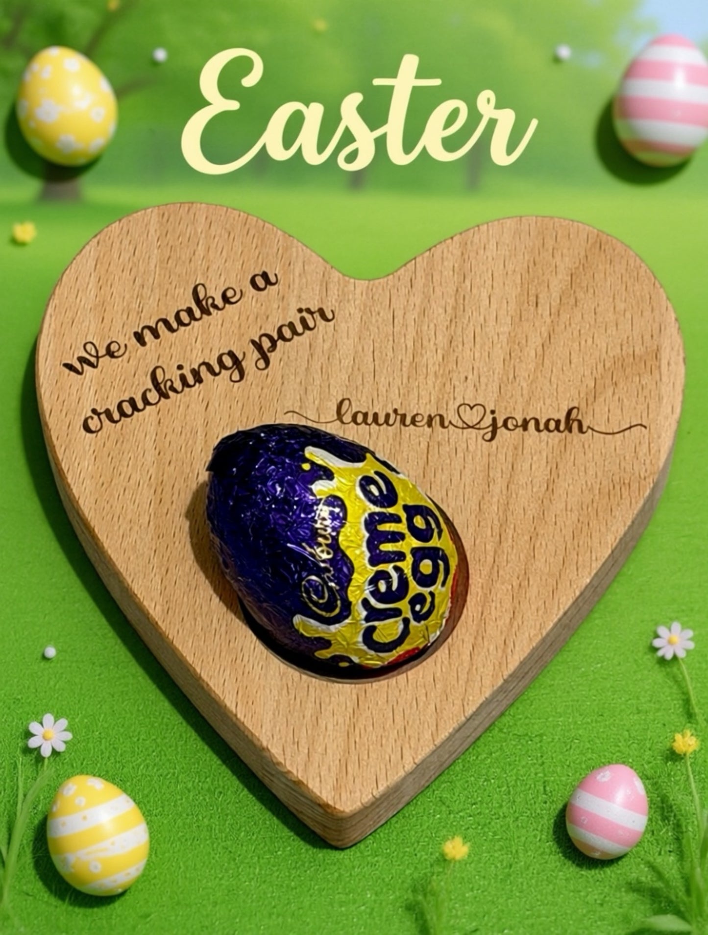 Personalised “We Make a Cracking Pair” Heart Egg Board