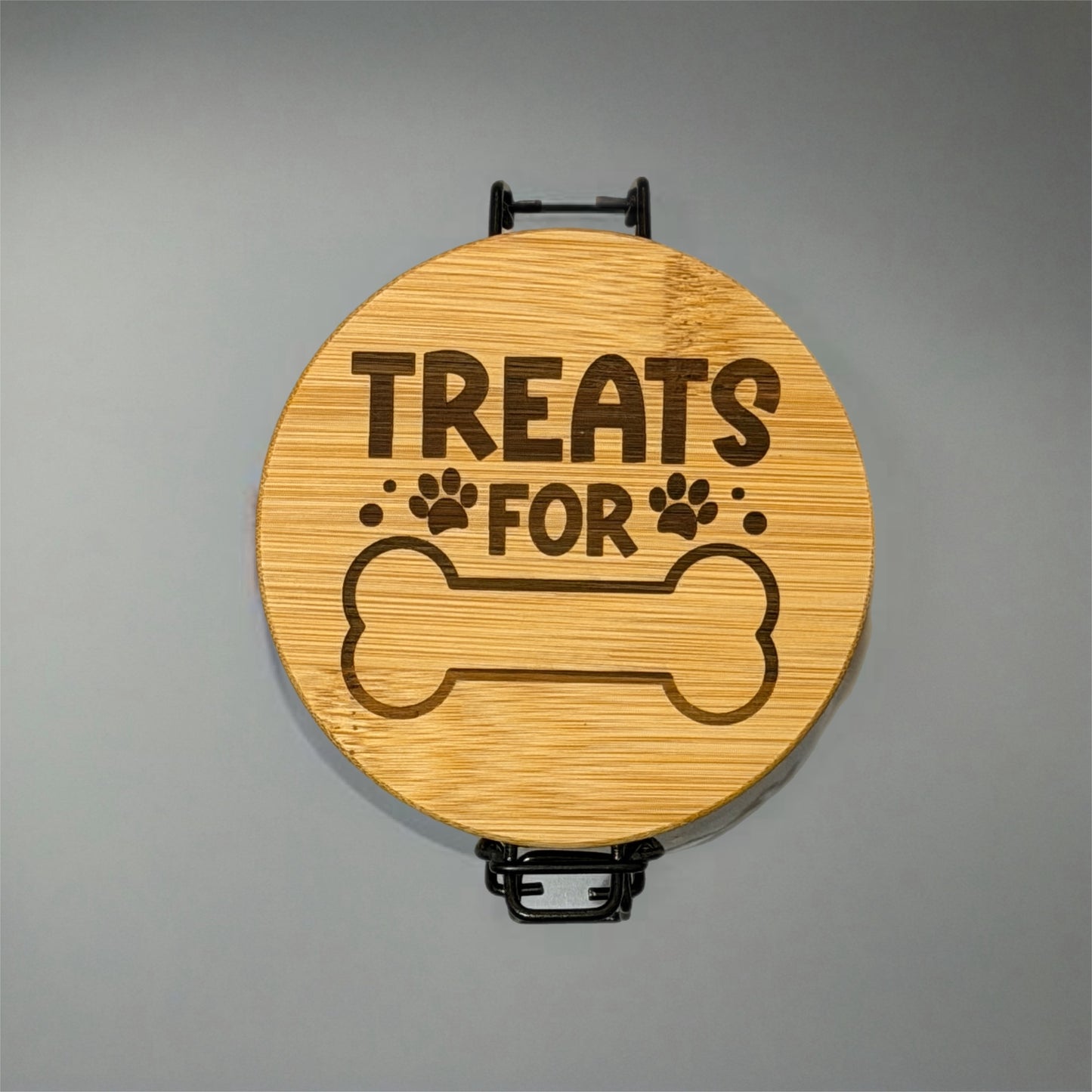 Personalised Dog Treat Jar – Engraved Bamboo Lid – “Treats For…” Pet Treat Storage – Custom Pet Name Jar – Dog Gift