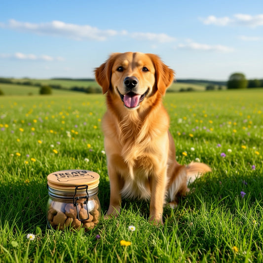 Personalised Dog Treat Jar – Engraved Bamboo Lid – “Treats For…” Pet Treat Storage – Custom Pet Name Jar – Dog Gift