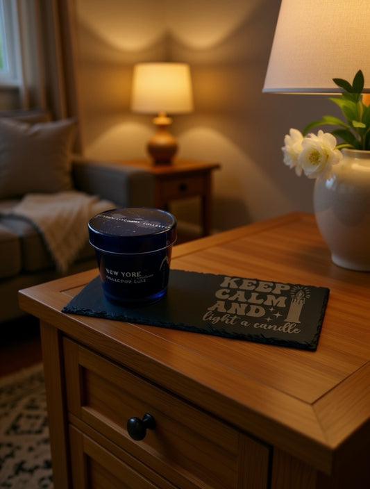 Keep Calm And Light A Candle - Slate Candle Tray