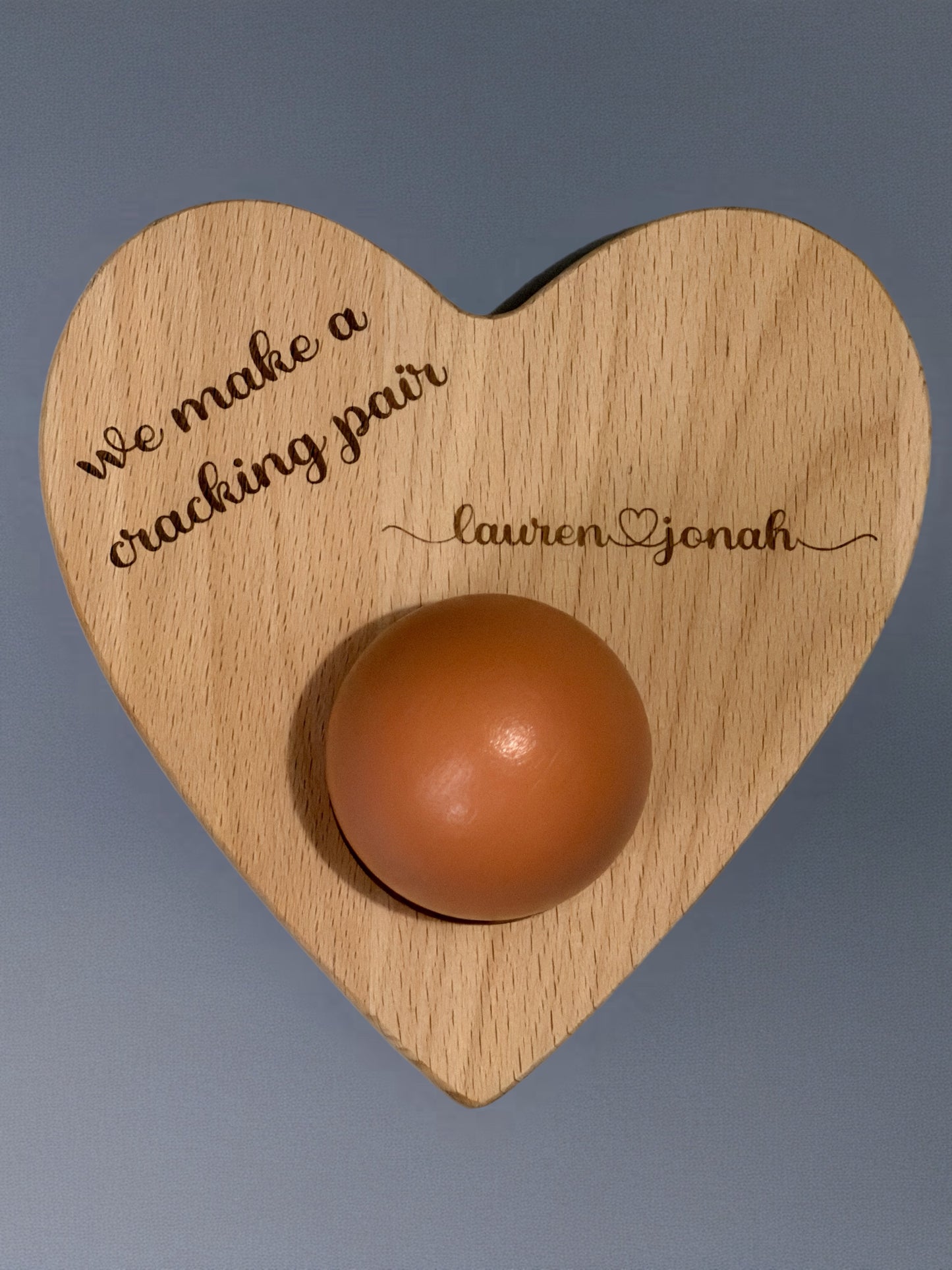 Personalised “We Make a Cracking Pair” Heart Egg Board