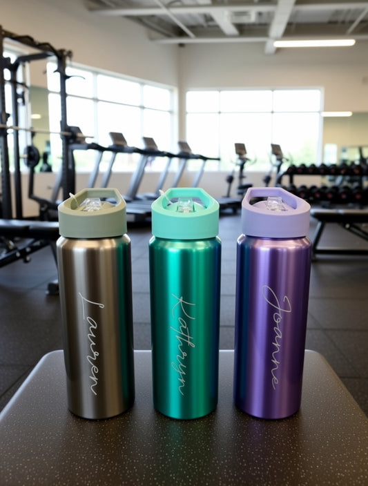 Personalised Single Wall 750ml Aluminium Water Bottle – Laser Engraved Name