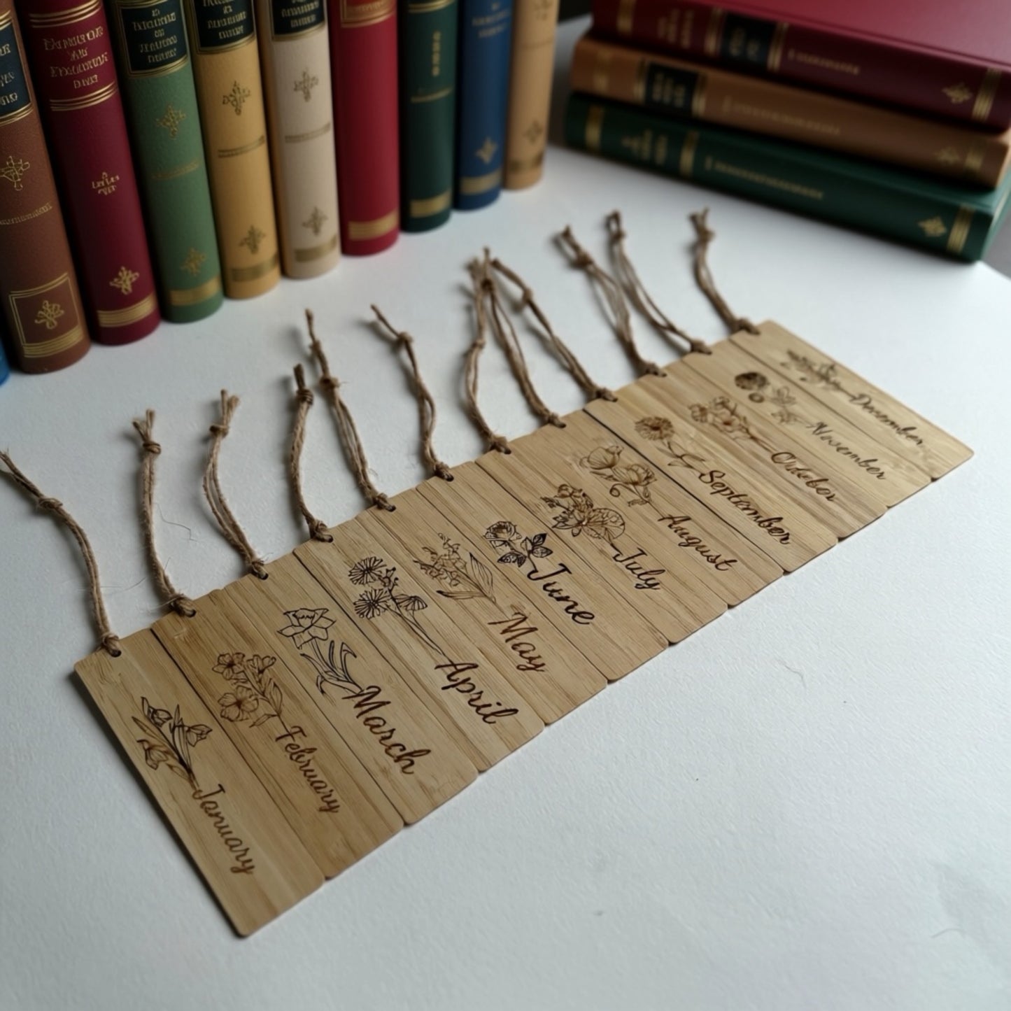 Bamboo Birth Flower Bookmark – Engraved Monthly Floral Bookmark