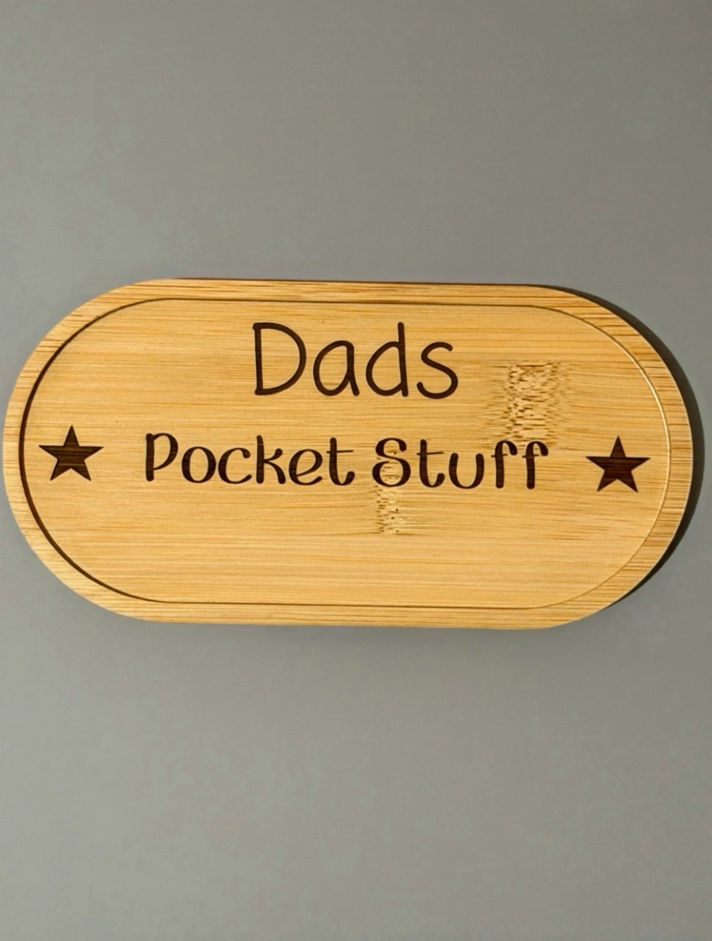 Personalised Bamboo “Pocket Stuff” Tray – Gift for Dad / Grandad – Keepsake Catch-All Dish