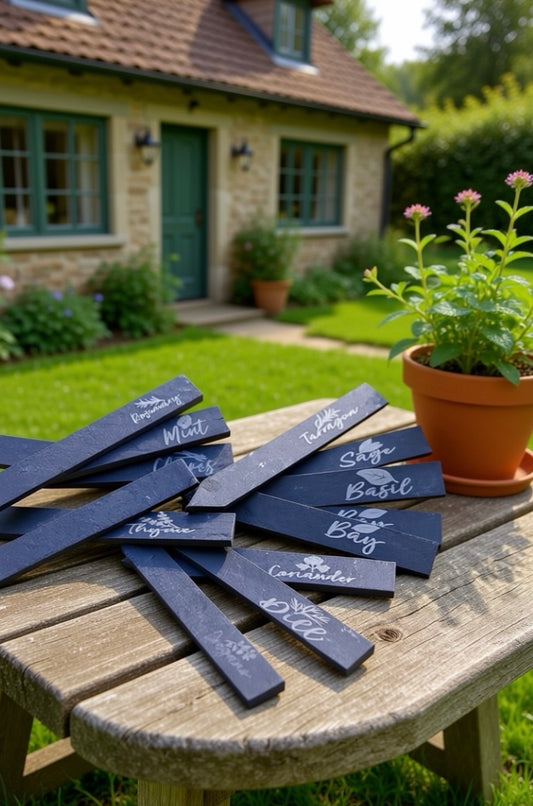 Personalised Slate Herb Tags – Engraved Garden Markers – Waterproof Plant Labels – Vegetable Patch Signs