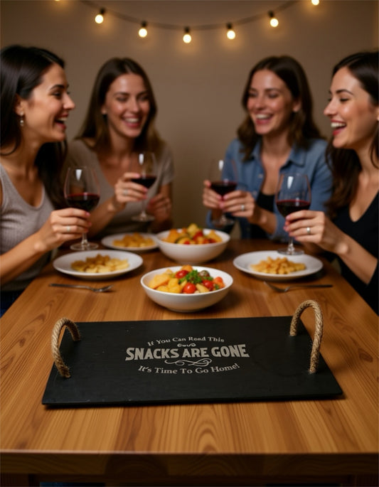 Snacks Are Gone - Slate Serving Tray with Rope Handles