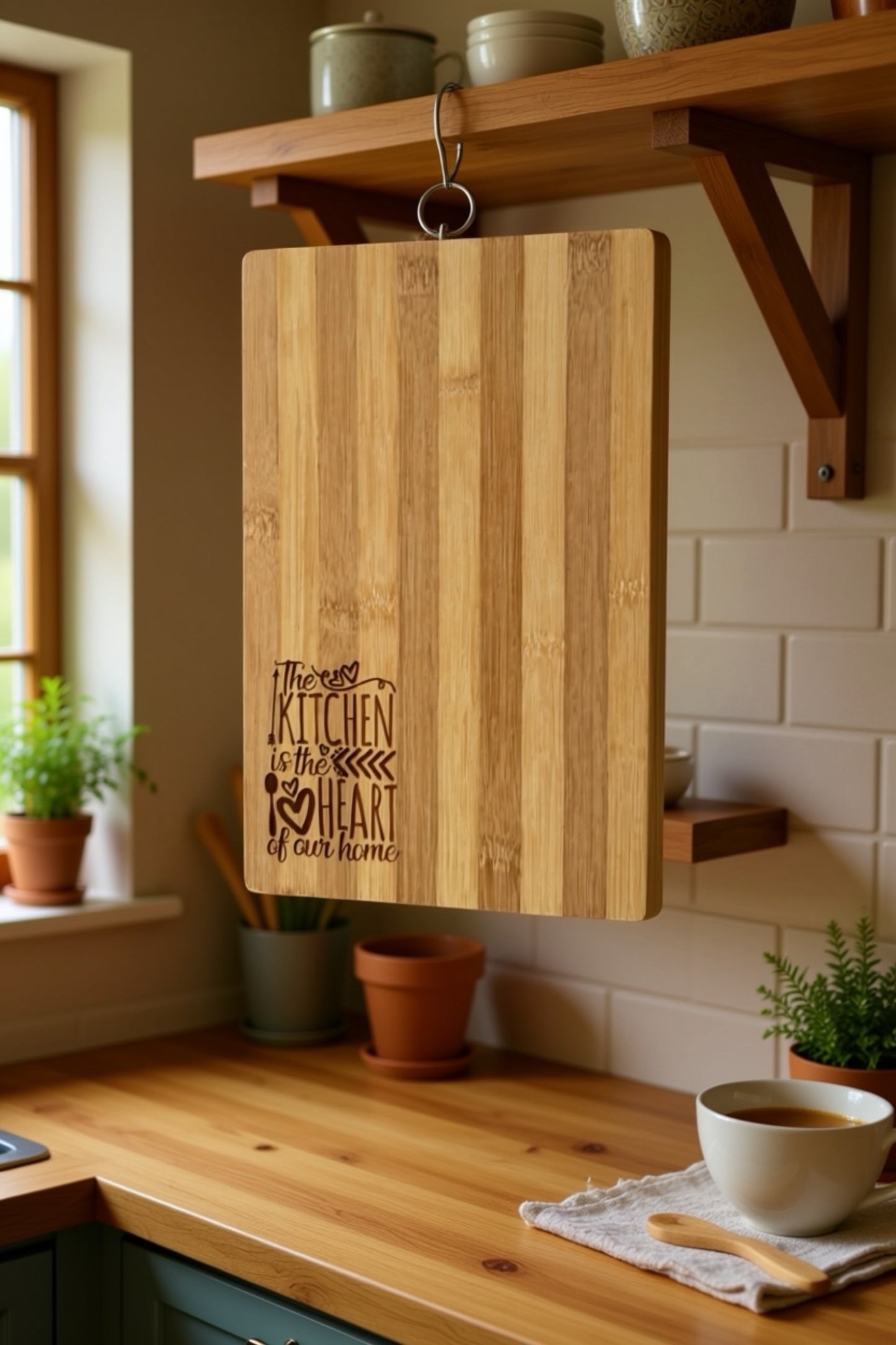 Bamboo Hanging Chopping Board – “The Kitchen is the Heart of Our Home”