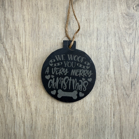 We Woof You A Merry Christmas - Slate Christmas Hanger