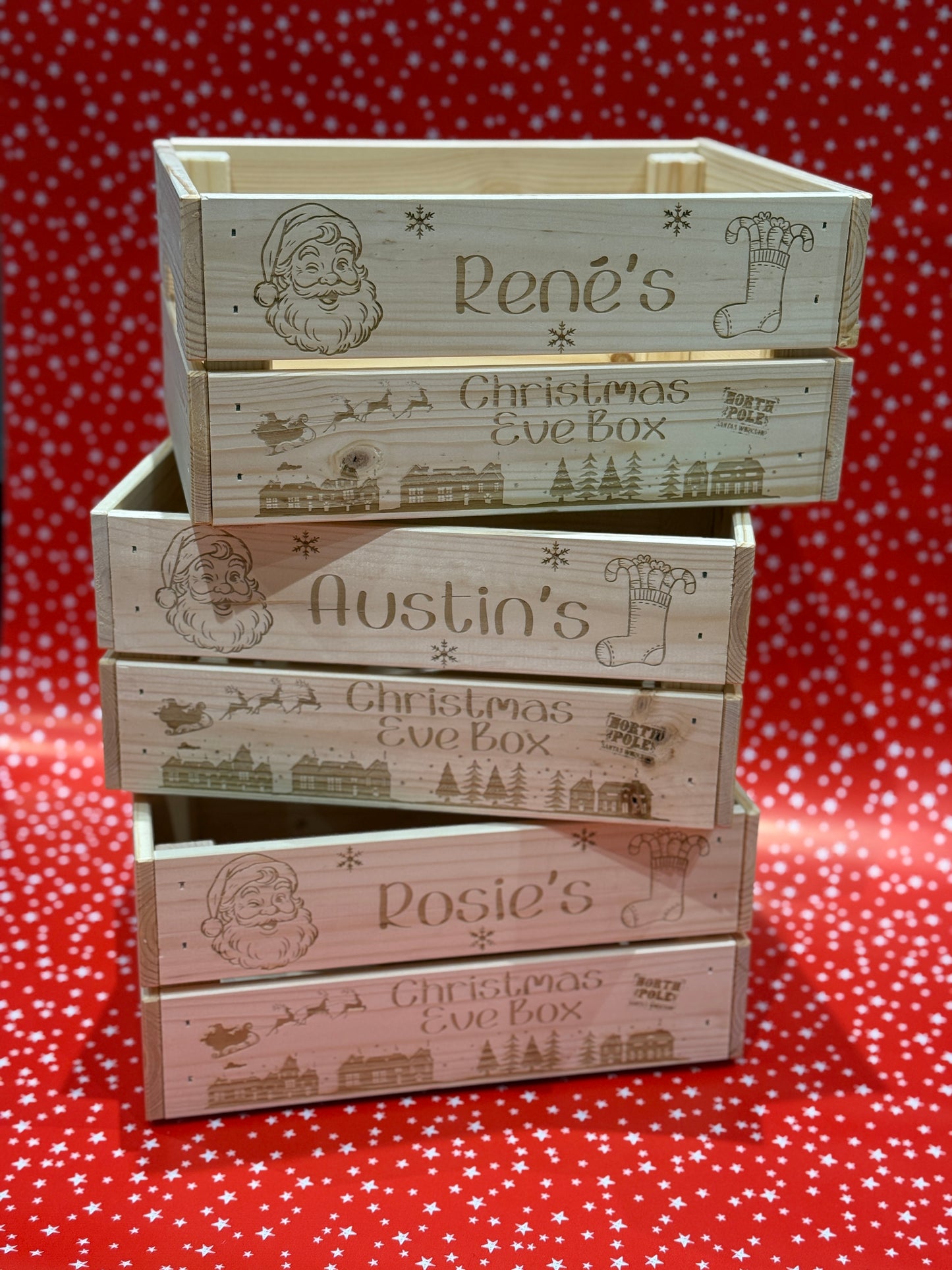 Personalised  Wooden Christmas Eve Keepsake Crate