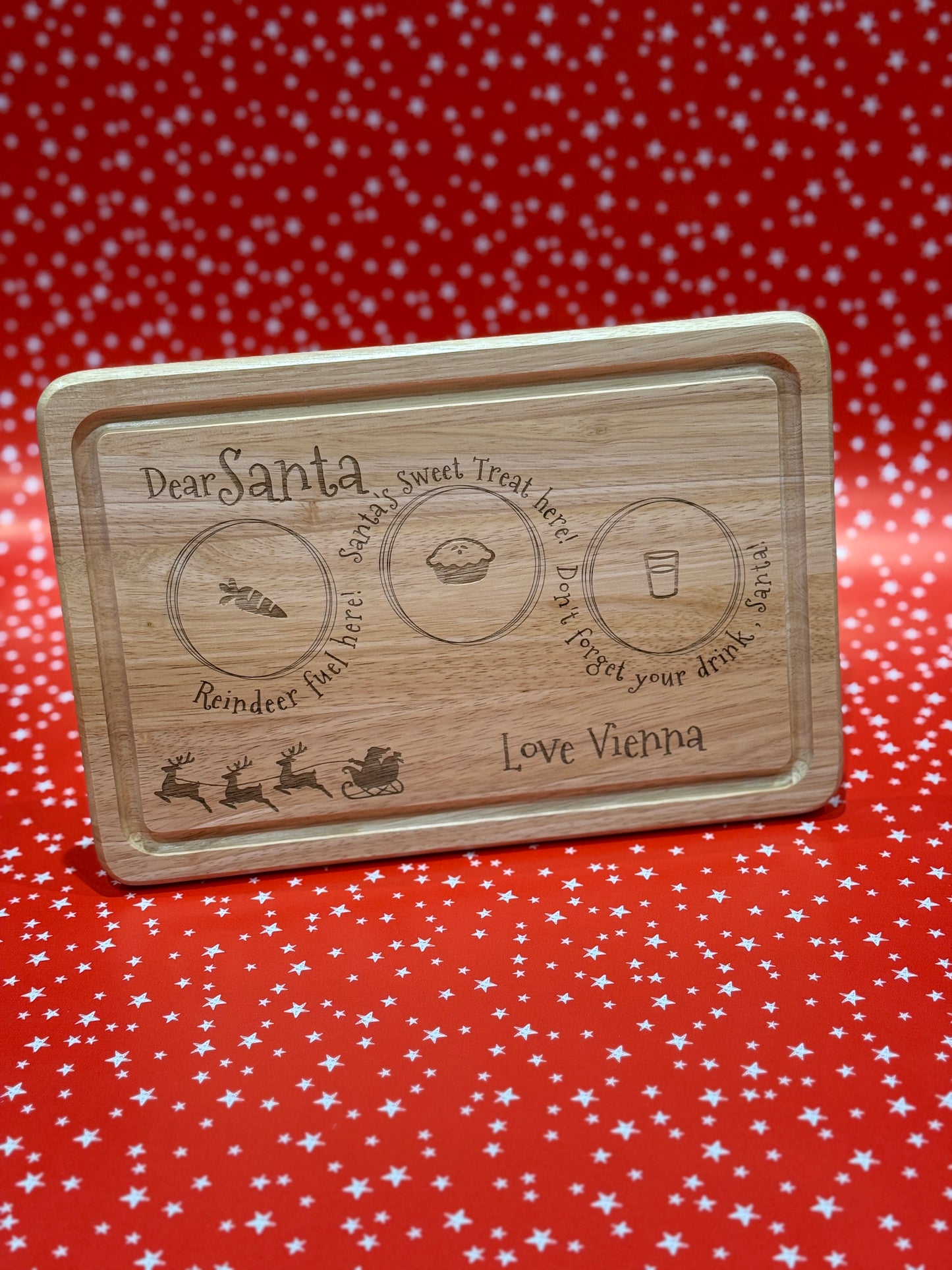 Personalised Wooden Santa Treat Board - Christmas Eve Snack Tray