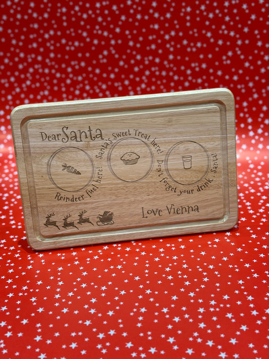 Personalised Wooden Santa Treat Board - Christmas Eve Snack Tray