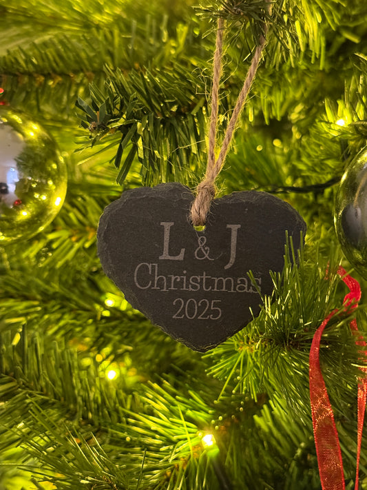 Personalised - Slate Heart Christmas Hanger