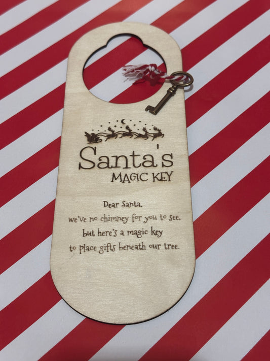 Pesonalised Santa Magic Key - Wooden Door hanger -Style 1