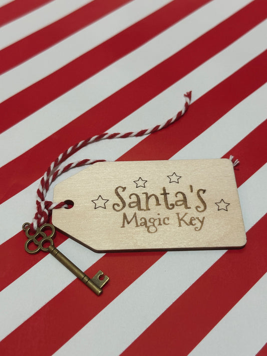 Pesonalised Santa Magic Key - Wooden Gift Tag
